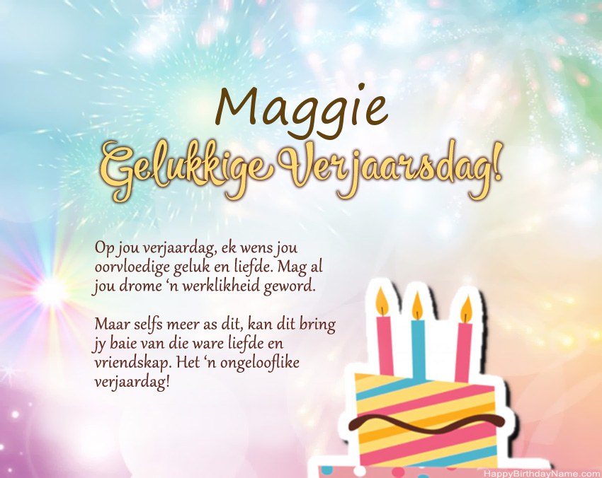 Gelukkige verjaardag Maggie in vers