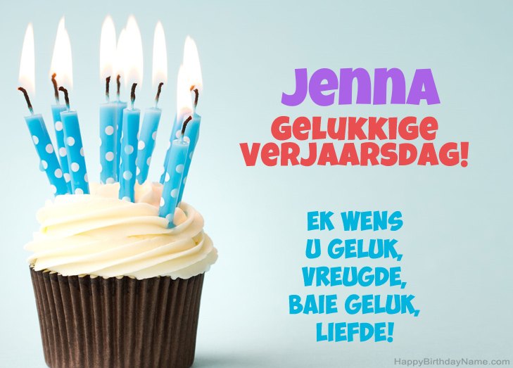 Baie geluk met die gelukkige verjaardag van Jenna