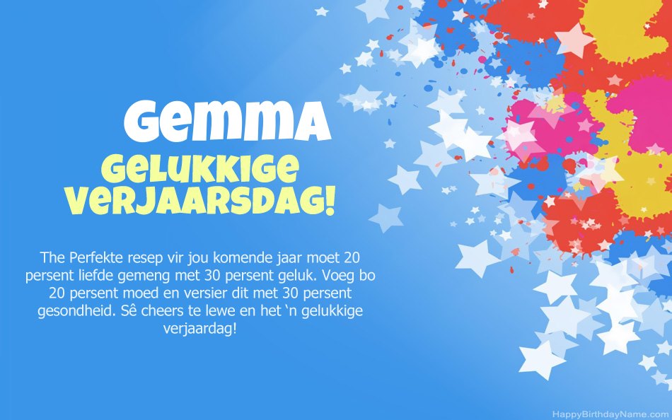 Baie geluk met die verjaarsdag van Gemma