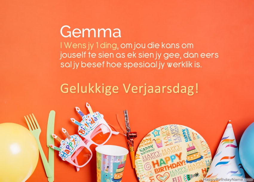 Gelukkige verjaardagkaartjies vir Gemma