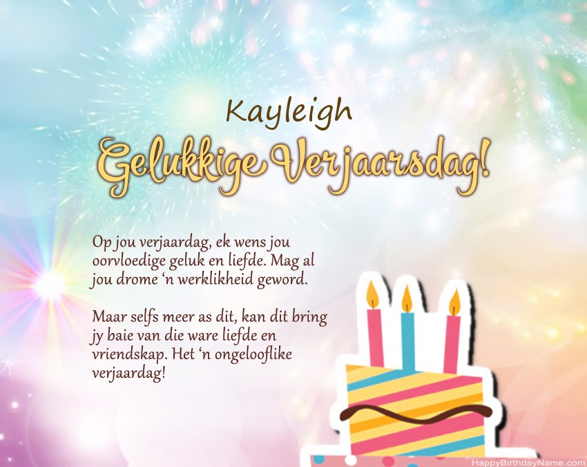 Gelukkige verjaardag Kayleigh in vers