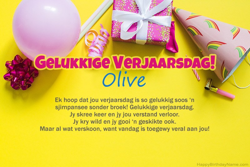 Gelukkige verjaardag Olive in prosa