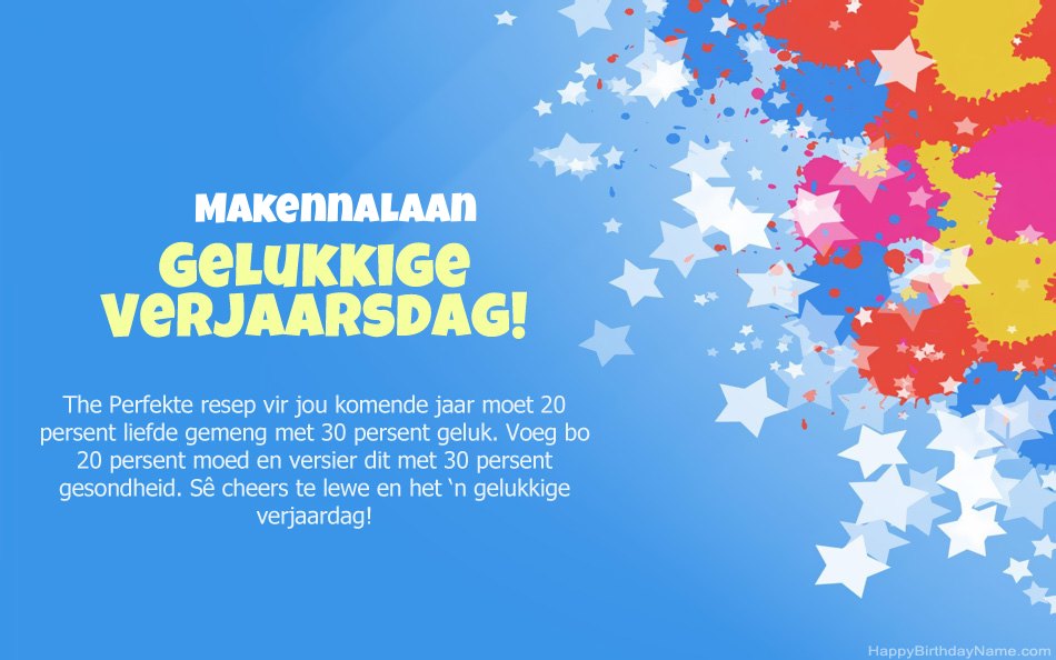 Baie geluk met die verjaarsdag van Makennalaan