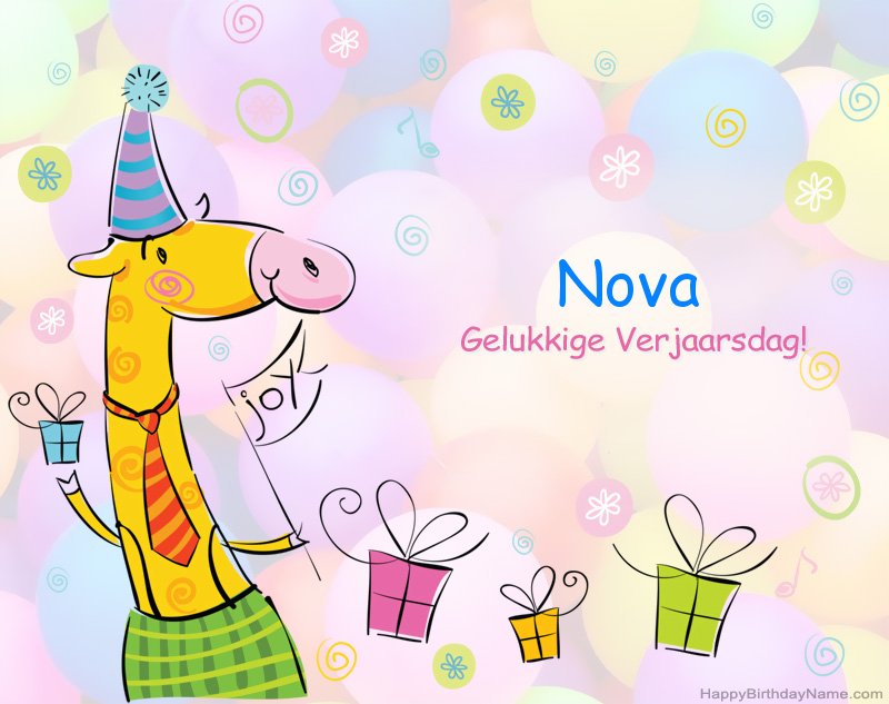 Kinders geluk met die gelukkige verjaardag van Nova