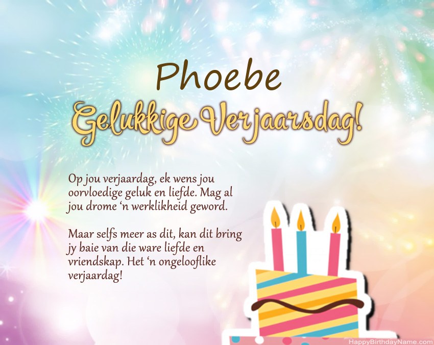 Gelukkige verjaardag Phoebe in vers