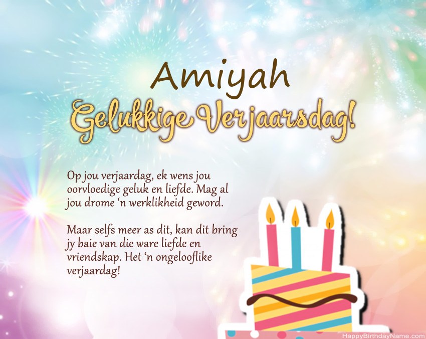 Gelukkige verjaardag Amiyah in vers
