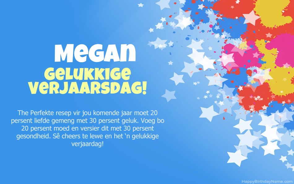 Baie geluk met die verjaarsdag van Megan