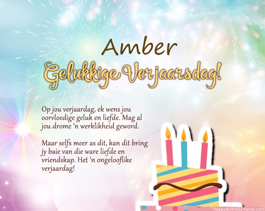 Gelukkige verjaardag Amber in vers