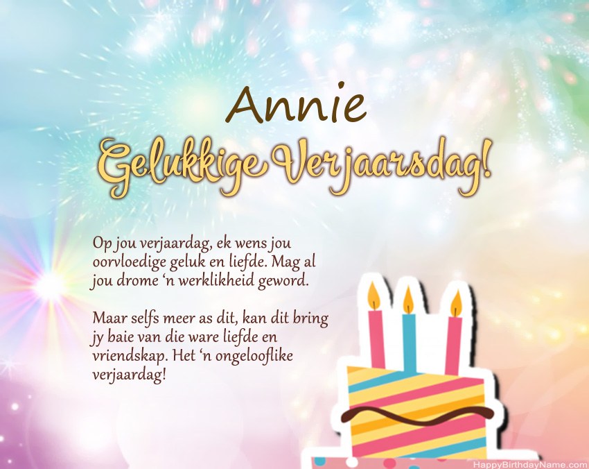 Gelukkige verjaardag Annie in vers
