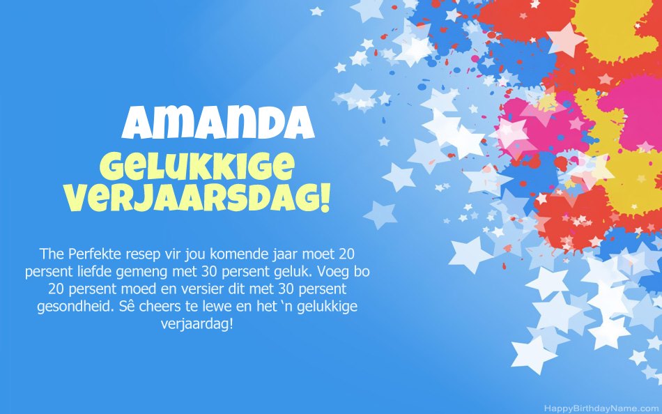 Baie geluk met die verjaarsdag van Amanda