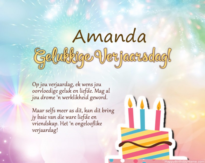 Gelukkige verjaardag Amanda in vers