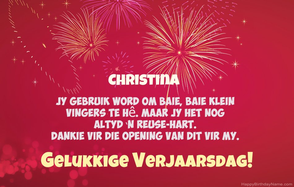 Gelukkige verjaardag Christina, pragtige gedigte