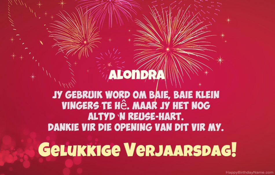 Gelukkige verjaardag Alondra, pragtige gedigte