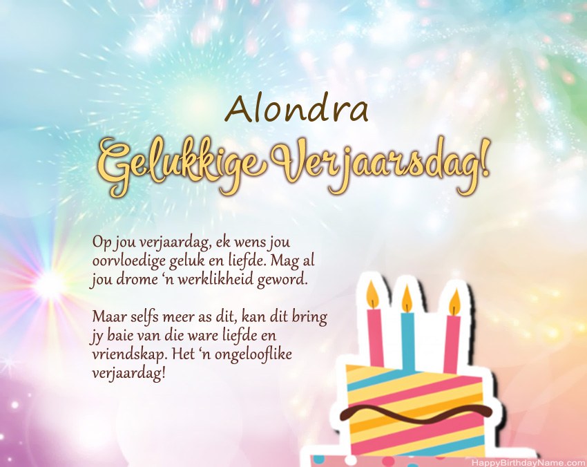 Gelukkige verjaardag Alondra in vers