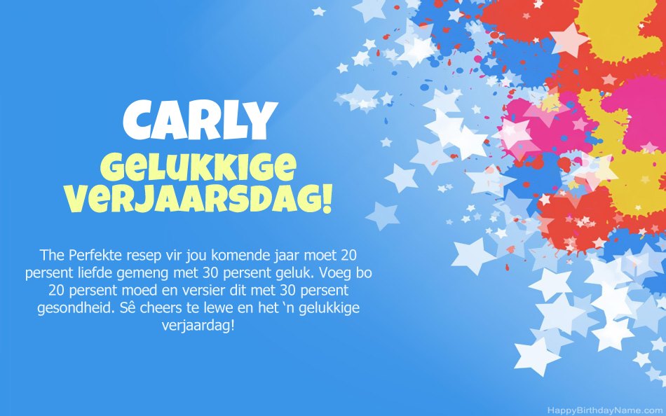 Baie geluk met die verjaarsdag van Carly