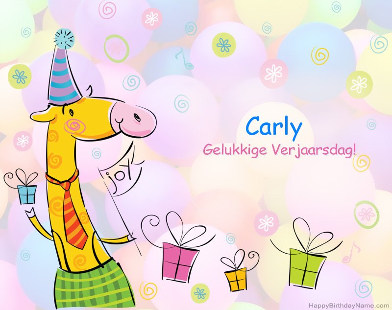 Kinders geluk met die gelukkige verjaardag van Carly