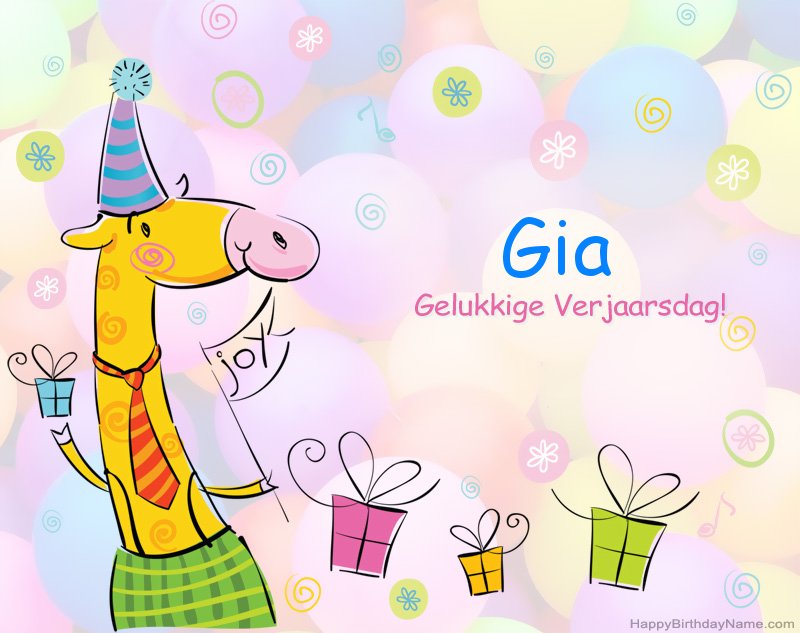 Kinders geluk met die gelukkige verjaardag van Gia