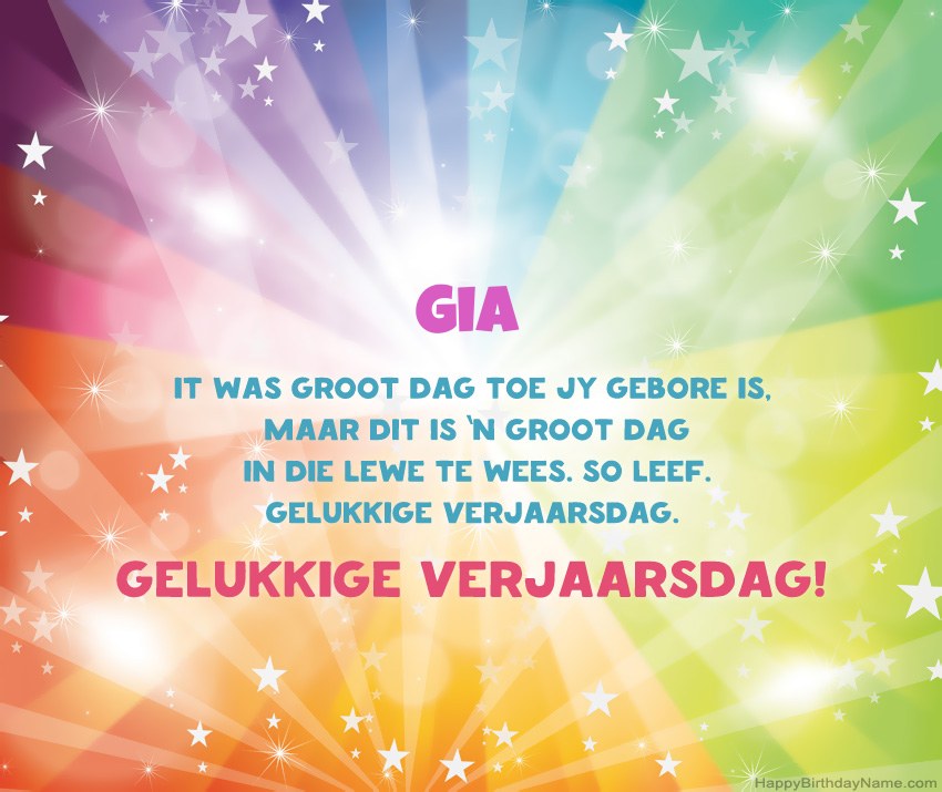 Pragtige gelukkige verjaardagkaartjies vir Gia