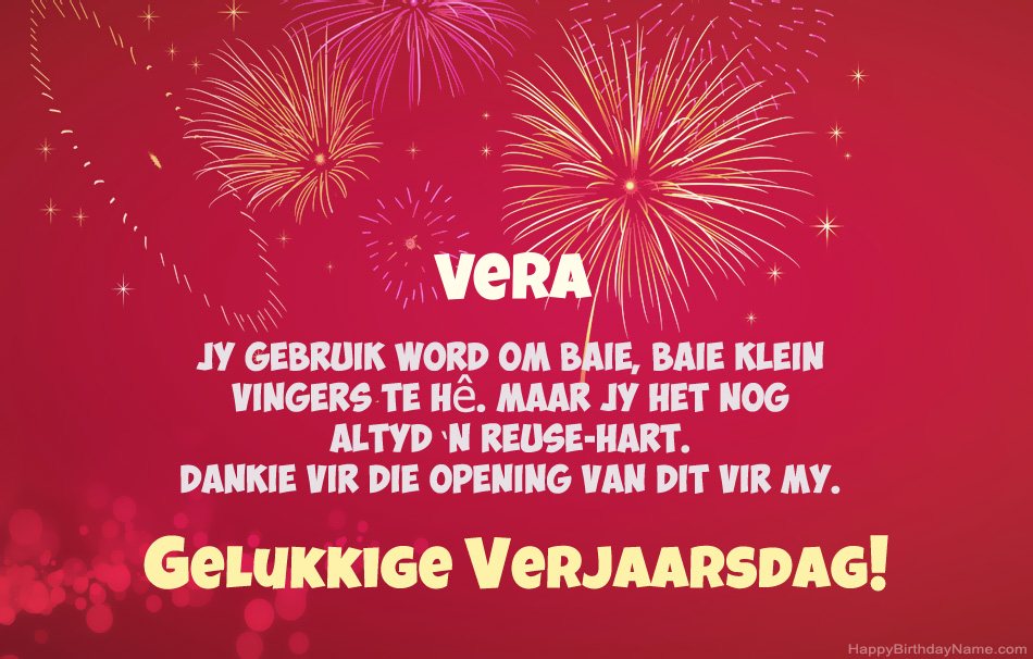 Gelukkige verjaardag Vera, pragtige gedigte