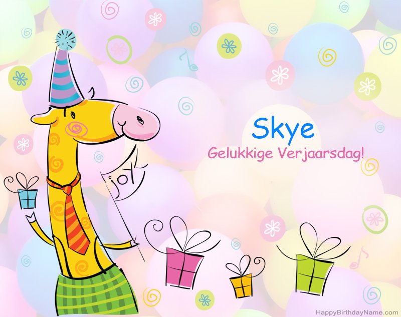 Kinders geluk met die gelukkige verjaardag van Skye