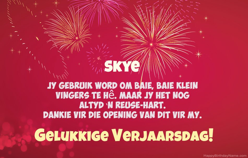 Gelukkige verjaardag Skye, pragtige gedigte