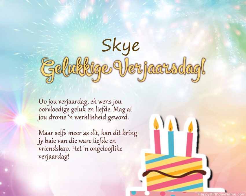 Gelukkige verjaardag Skye in vers