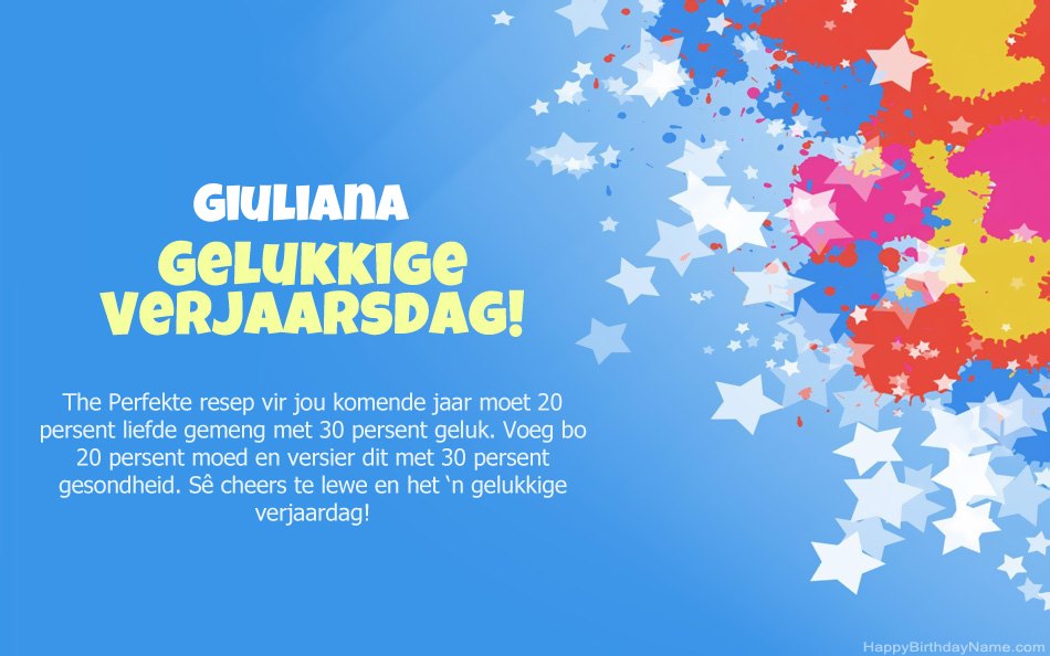 Baie geluk met die verjaarsdag van Giuliana
