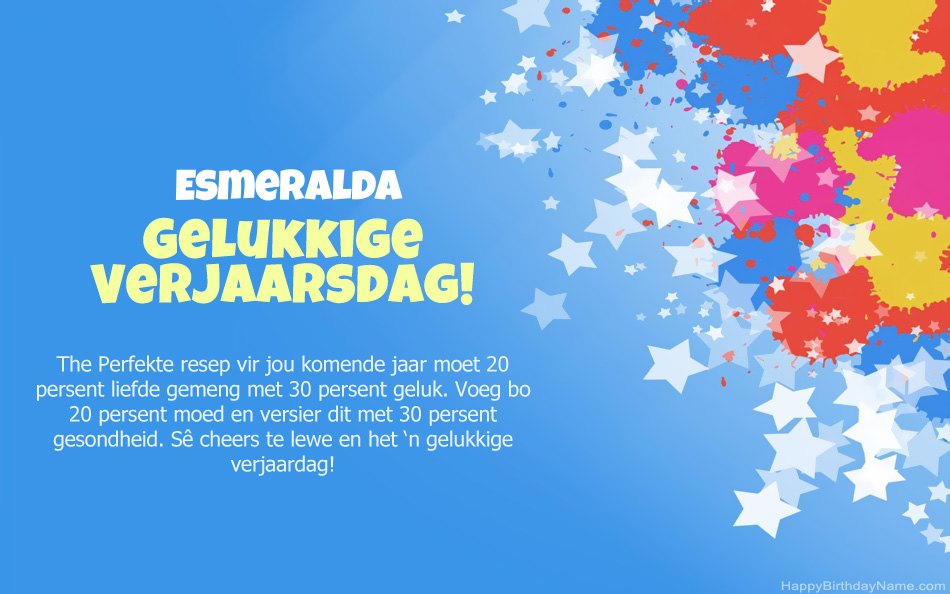 Baie geluk met die verjaarsdag van Esmeralda