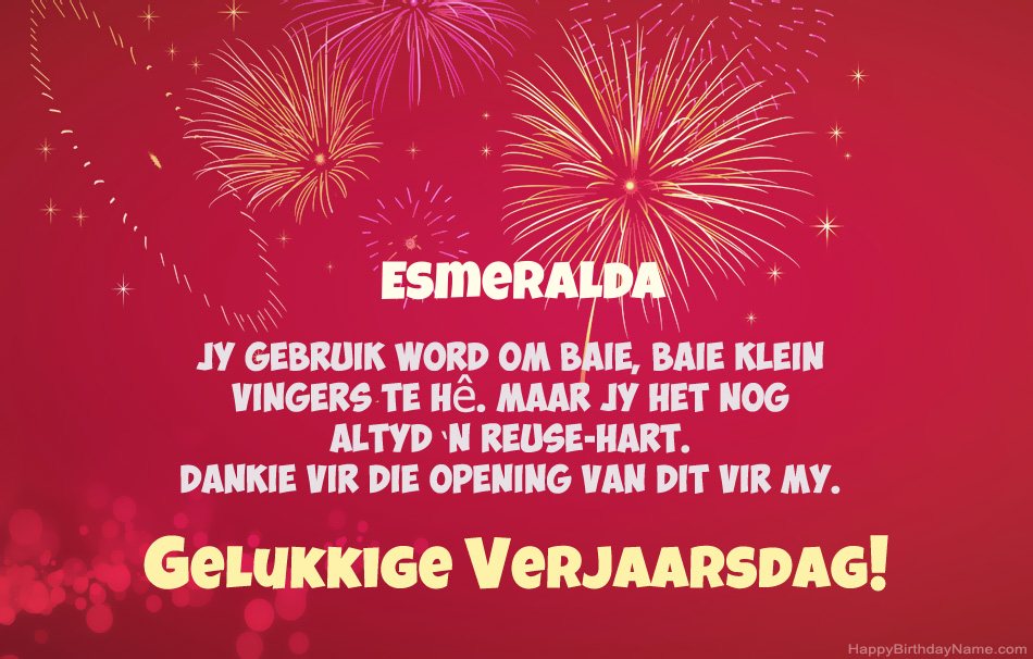 Gelukkige verjaardag Esmeralda, pragtige gedigte