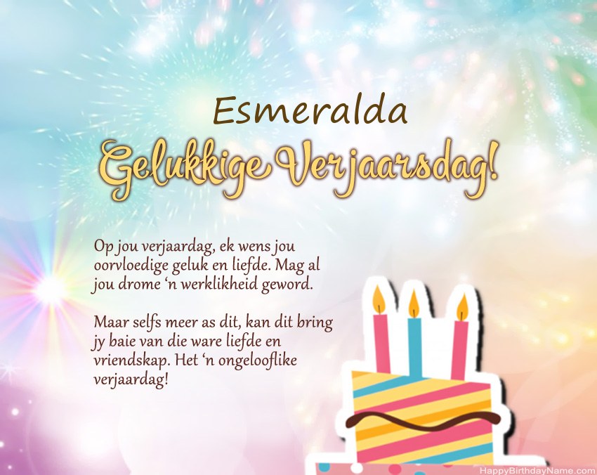 Gelukkige verjaardag Esmeralda in vers