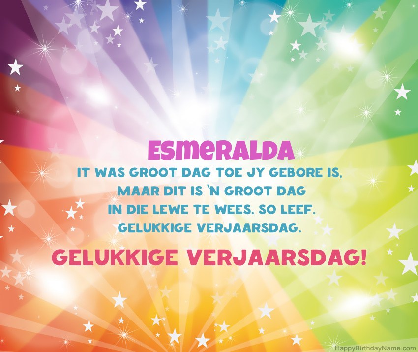 Pragtige gelukkige verjaardagkaartjies vir Esmeralda