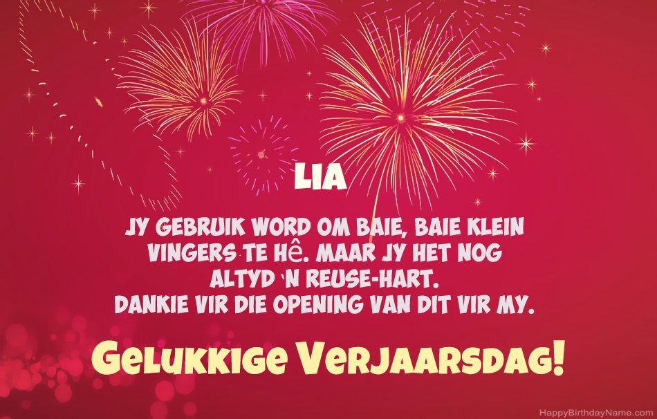 Gelukkige verjaardag Lia, pragtige gedigte
