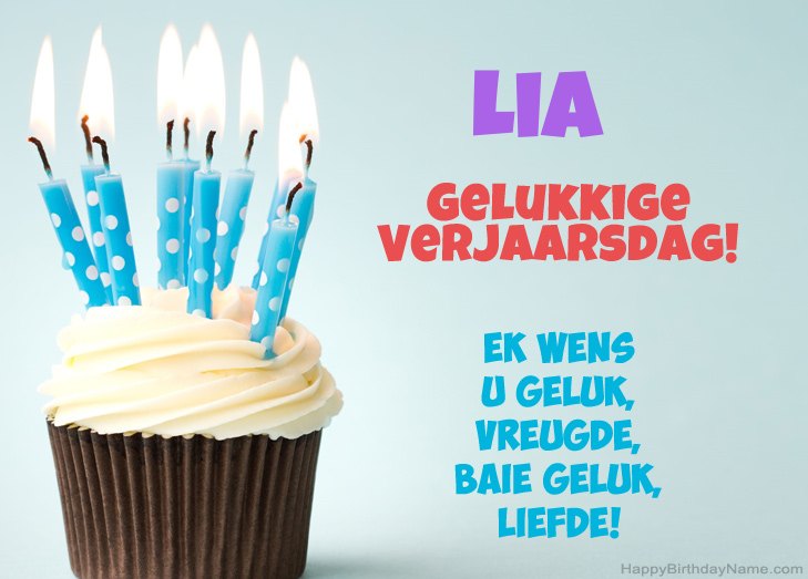 Baie geluk met die gelukkige verjaardag van Lia