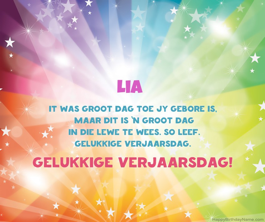 Pragtige gelukkige verjaardagkaartjies vir Lia