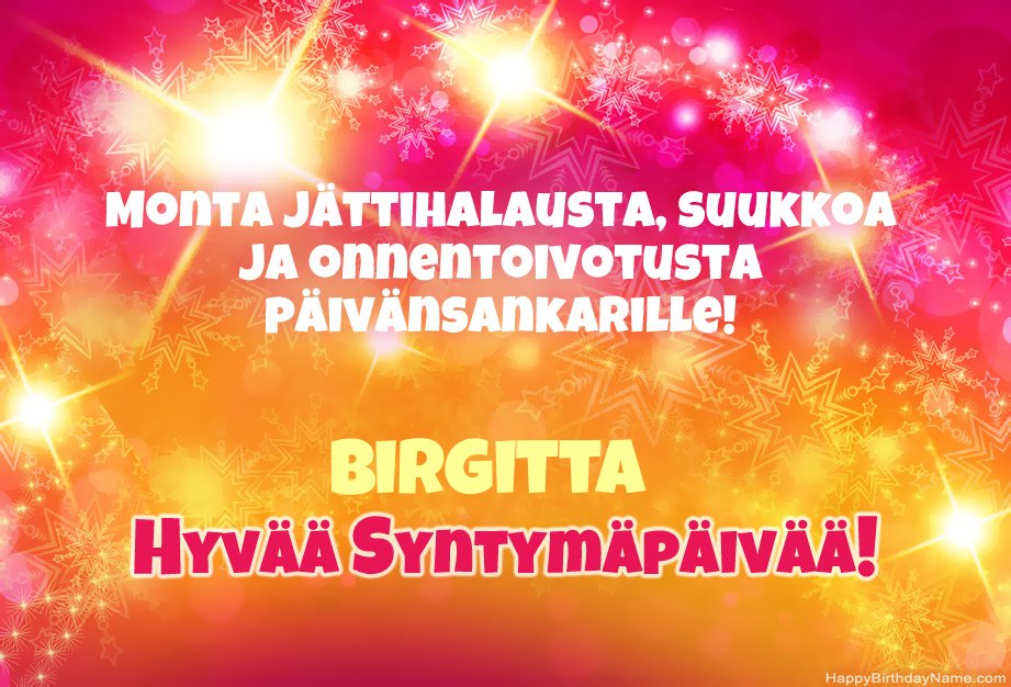 Kaunis onnellinen Syntymäpäivä kortti Birgitta