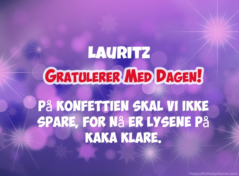 Ønsker Lauritz for gratulerer med dagen