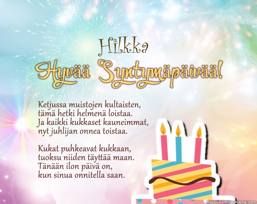 Hyvää Syntymäpäivää Hilkka, kauniita runoja