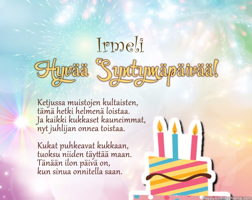 Hyvää Syntymäpäivää Irmeli, kauniita runoja