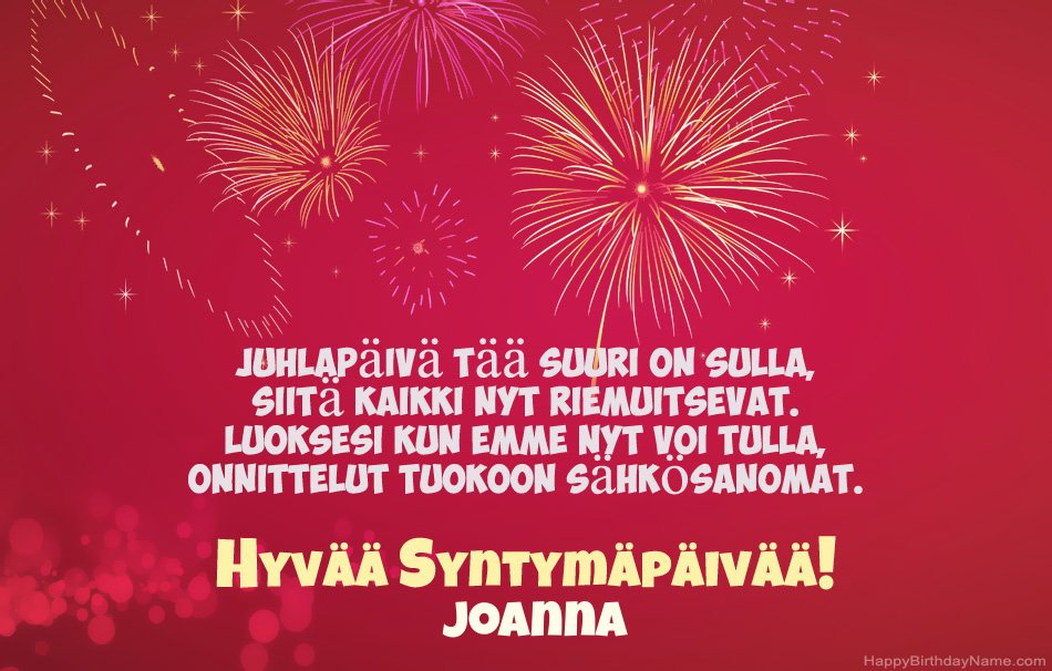 Runot Syntymäpäivänä Joanna