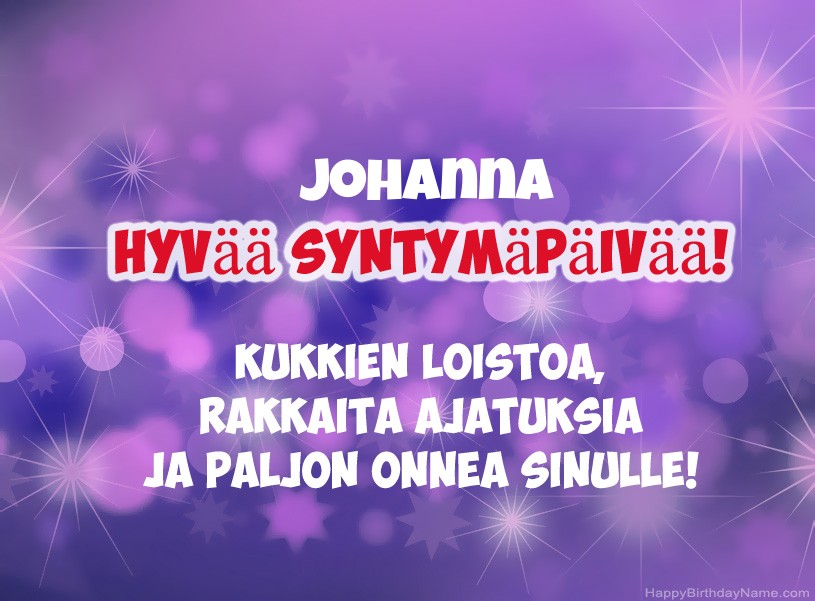 Onnittelut Johanna onnea!