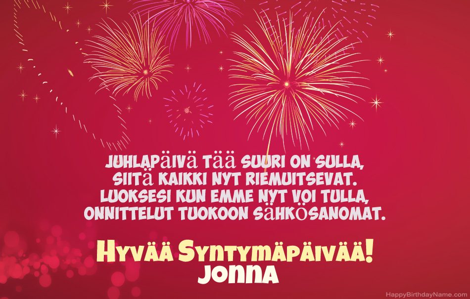 Runot Syntymäpäivänä Jonna