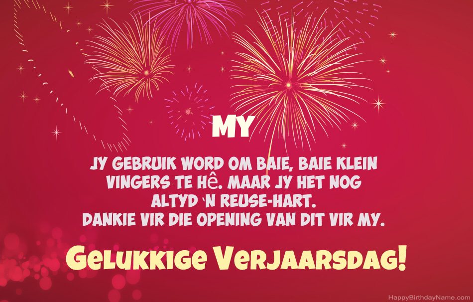 My Gelukkige verjaardag, pragtige gedigte
