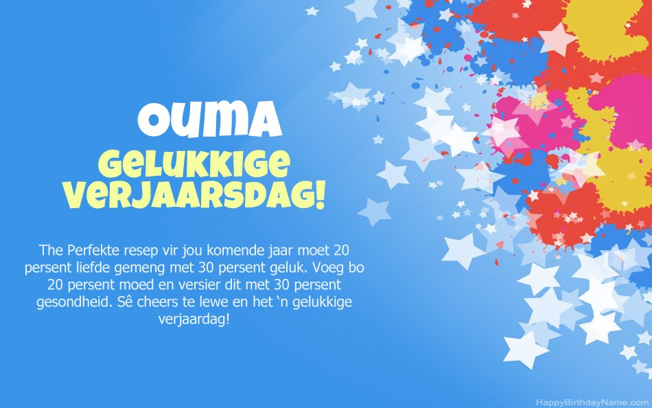 Baie geluk met die verjaarsdag Ouma