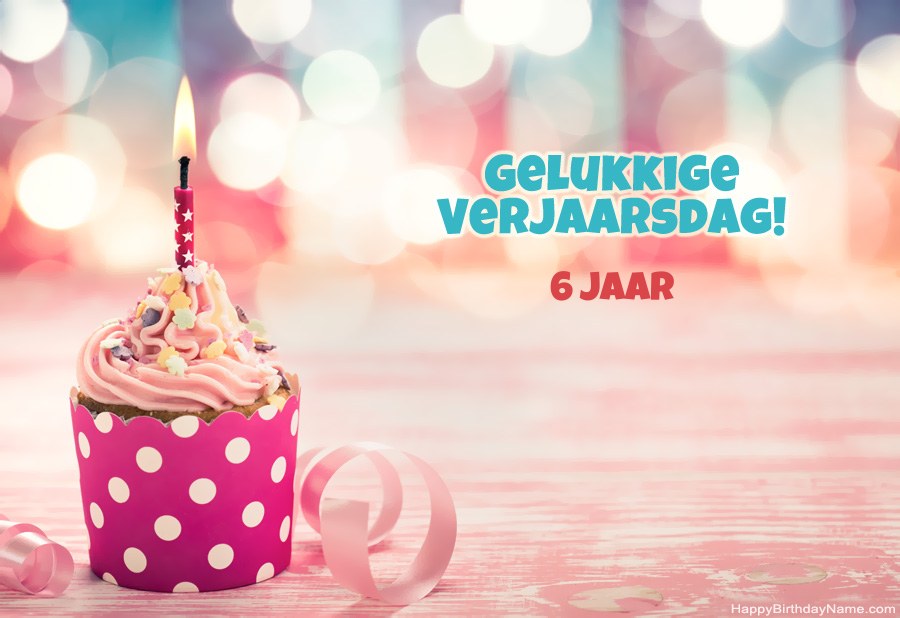 Laai die gelukkige verjaardagkaartjie 6-jarige meisie gratis af