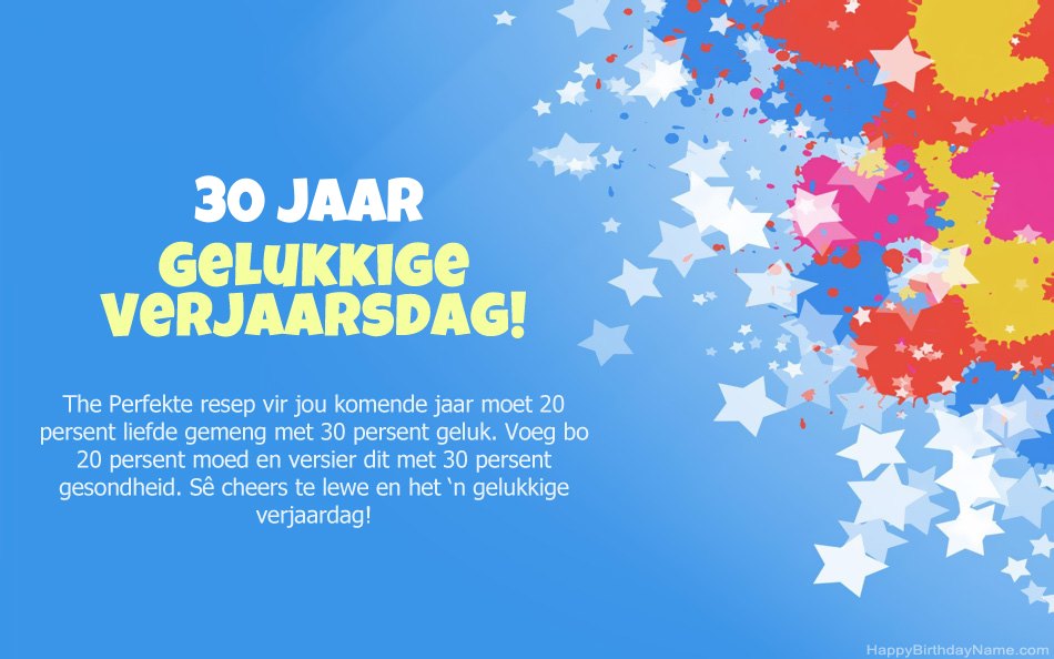 Baie geluk met die verjaarsdag 30-jarige meisie