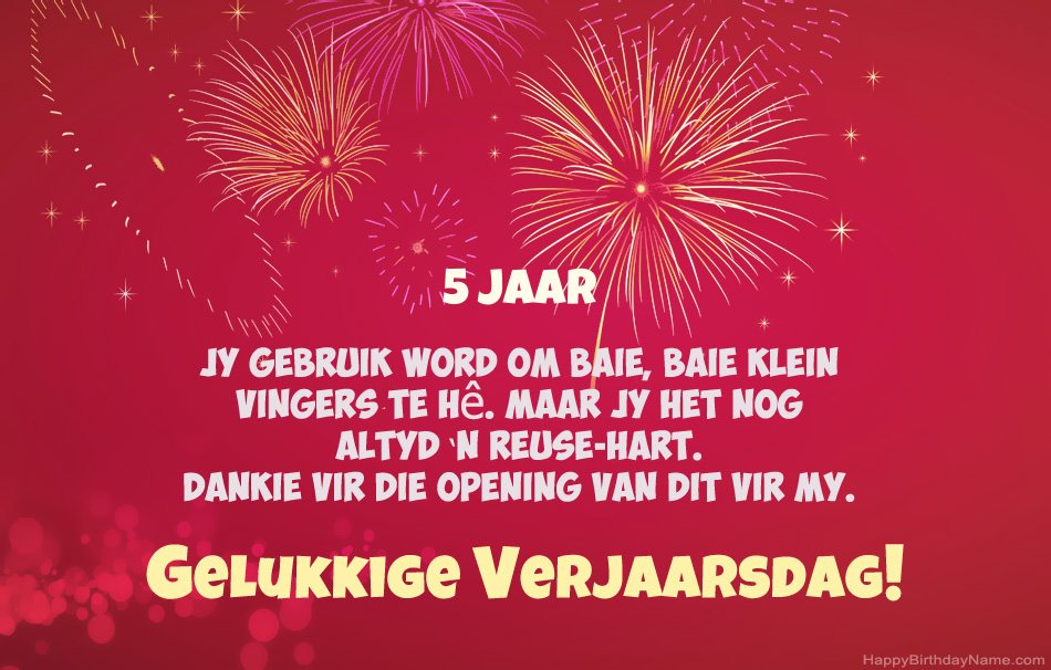 5 jaar oue seun Gelukkige verjaardag, pragtige gedigte