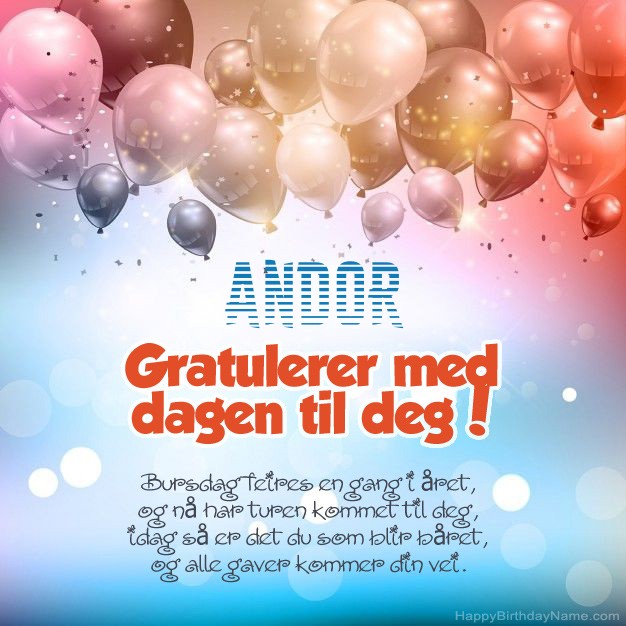 Gratulerer med gratulasjonskort til Andor