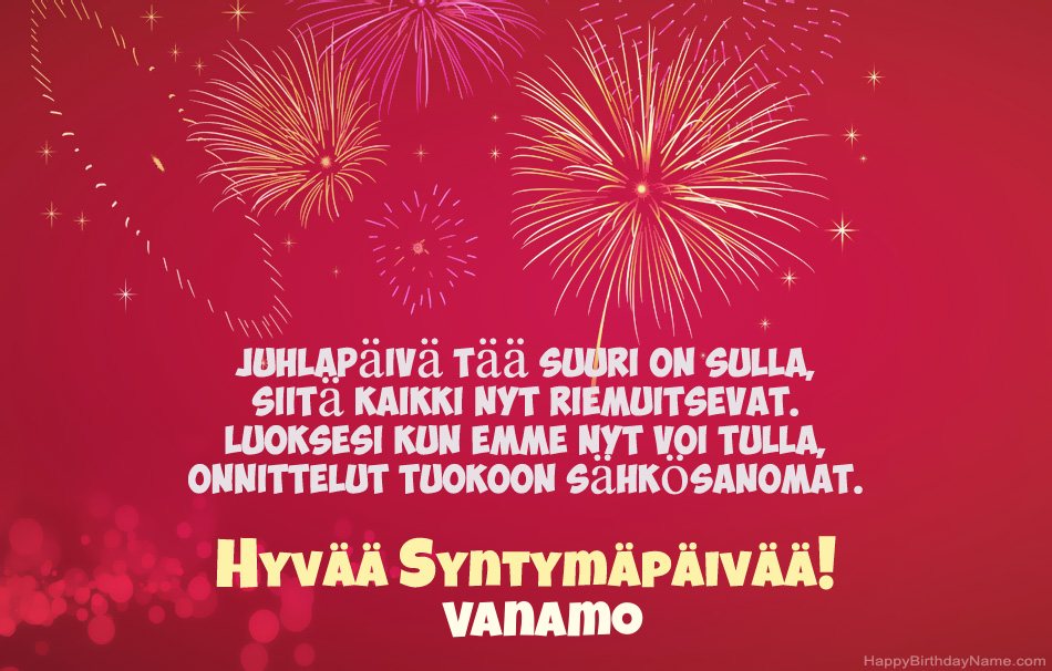Runot Syntymäpäivänä Vanamo