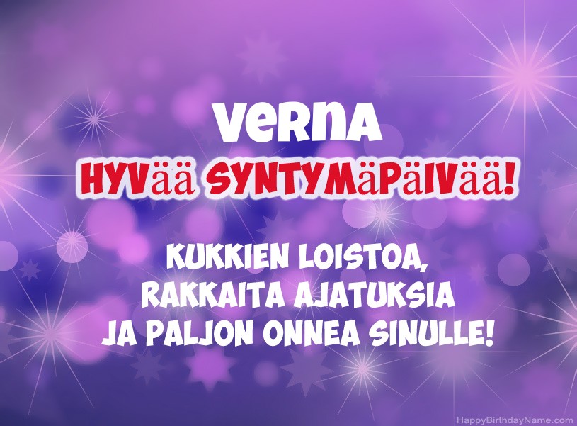 Onnittelut Verna onnea!