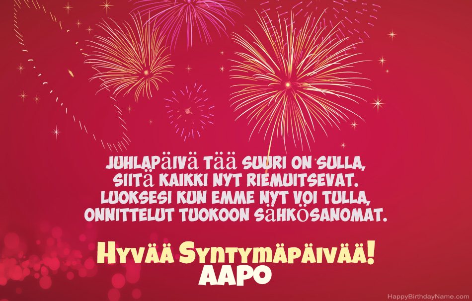 Runot Syntymäpäivänä Aapo